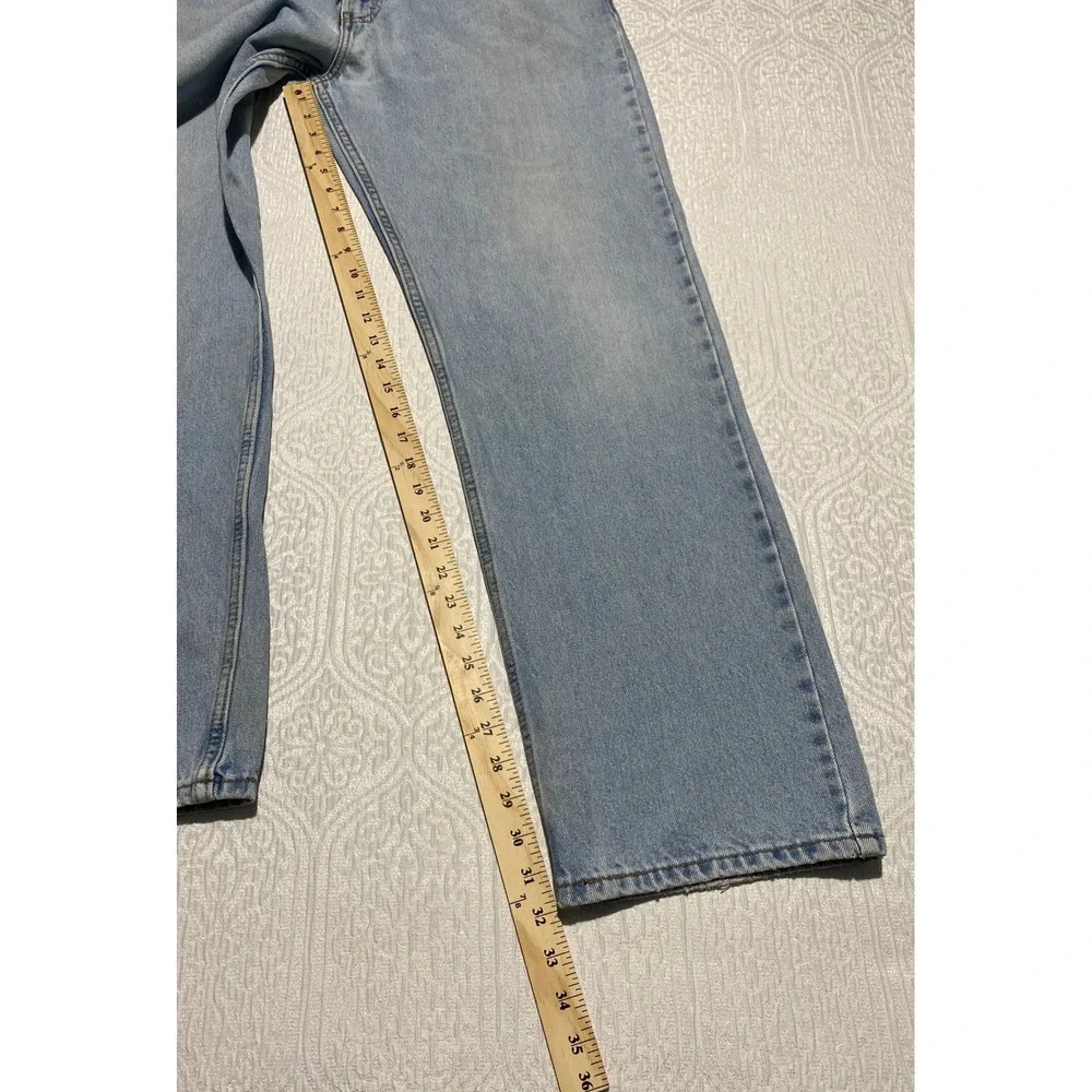 Levis 505 Regular‎ Fit Jeans Mens 38×32 Light Wash Blue Denim Pants